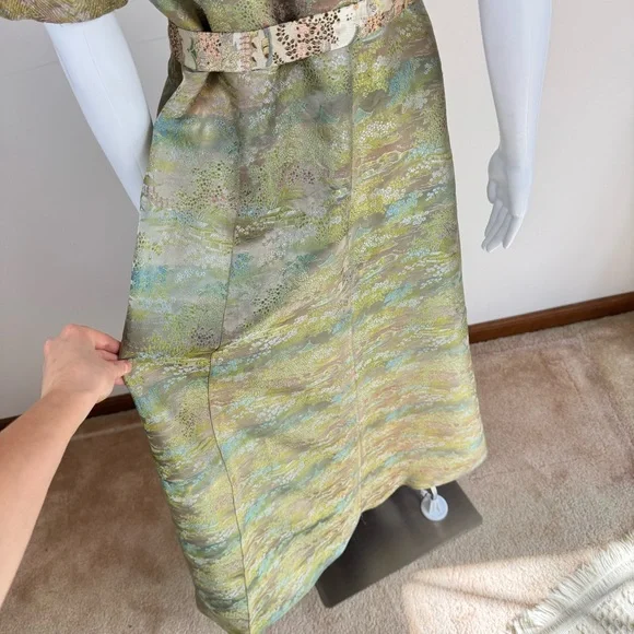 Original 1930s Chinese Silk Brocade House Coat Robe Dress Floral Frog Closures - Picture 8 of 17